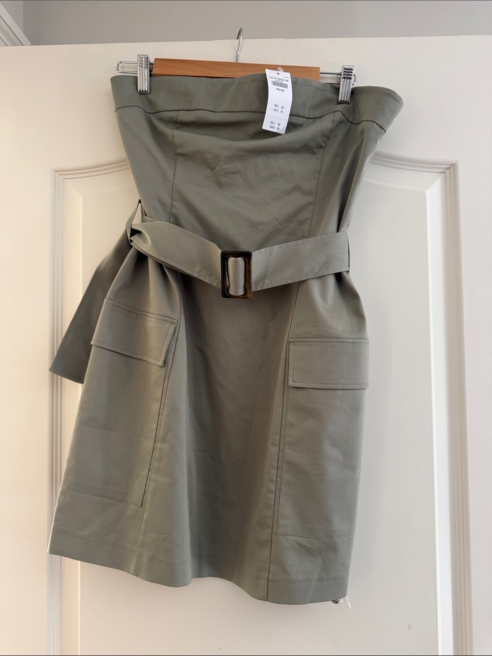 Abercrombie & Fitch Olive Strapless Belted Dress